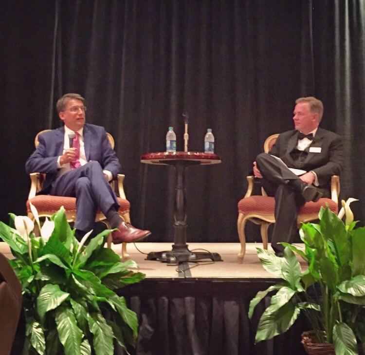 NC Governor Pat McCrory sits with NCACPA Chair Dan Purvine