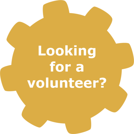 Looking for a volunteer? gear icon - yellow