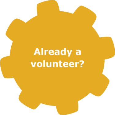 Already a volunteer? yellow gear icon