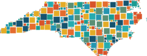 multi-colored north carolina state outline